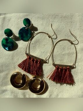 Bundle Earrings Boho Classic Art Deco Drop Tassel & Hoop Earrings Unbranded (3)